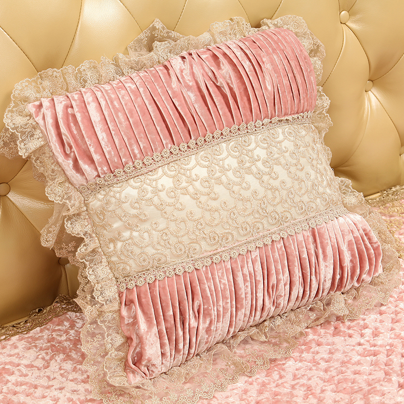 美丝纺 欧式奢华蕾丝心形方形沙发抱枕 靠垫 含芯 可定做定制