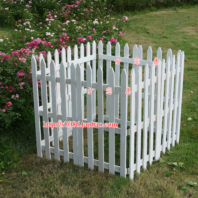 户外碳化防腐木栅栏 花园围栏宠物狗护栏 白色折叠木篱笆田园装饰