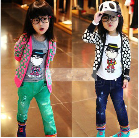 xys童装 2014春夏装新款韩版时尚女童时尚圆点款式外套 童外套