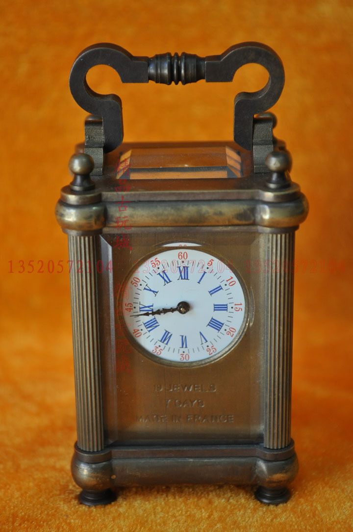 【精品古玩】古董钟表-座钟怀表挂钟机械 铜表 精致的小座钟