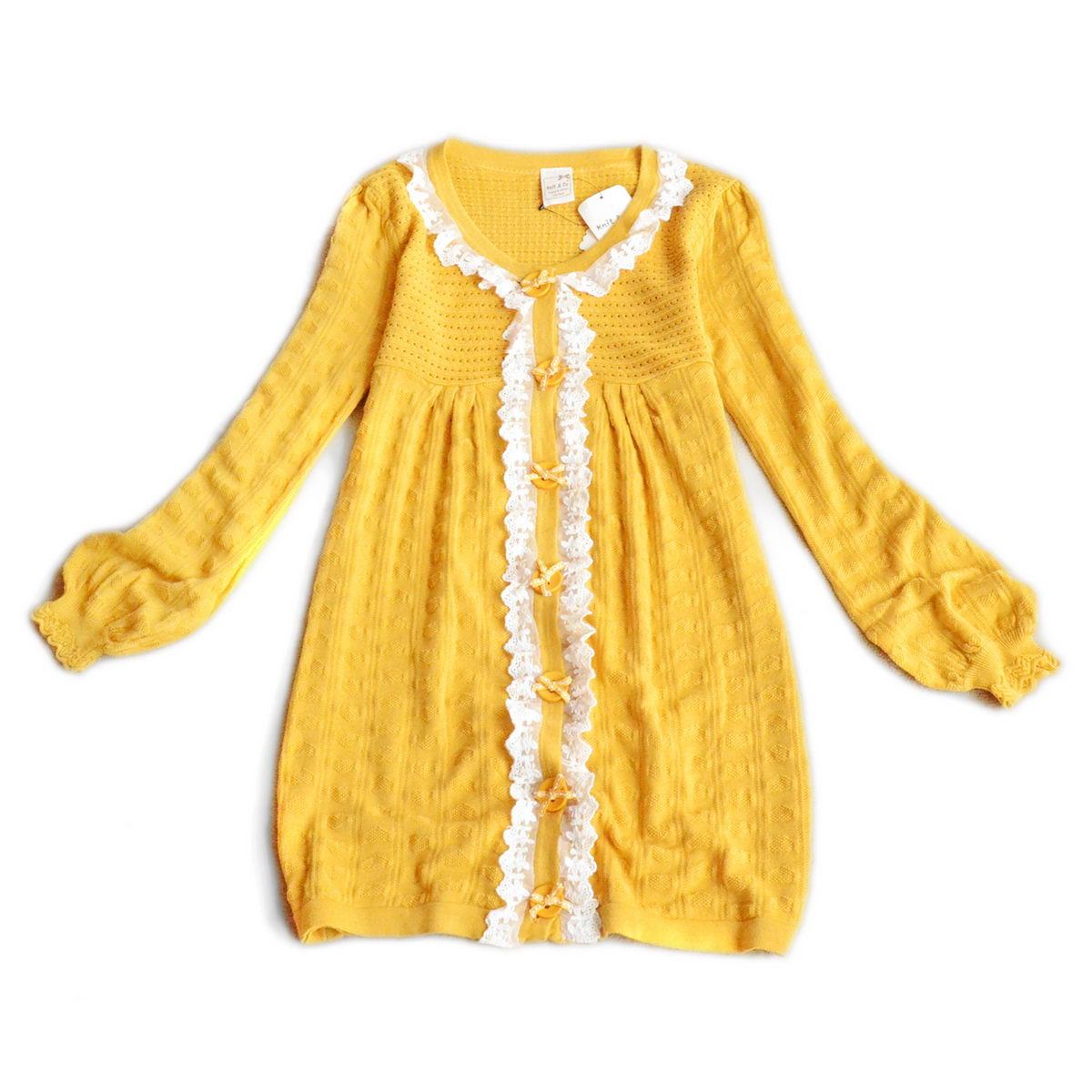 2011秋装新品 knit co 韩版镂空灯笼袖 女 中长款针织开衫 外套
