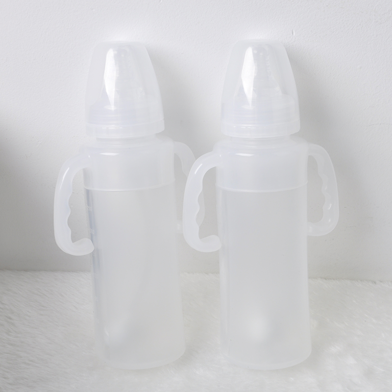婴儿奶瓶带手柄吸管全硅胶奶瓶210ML 防漏防胀气安全防摔吸管奶瓶