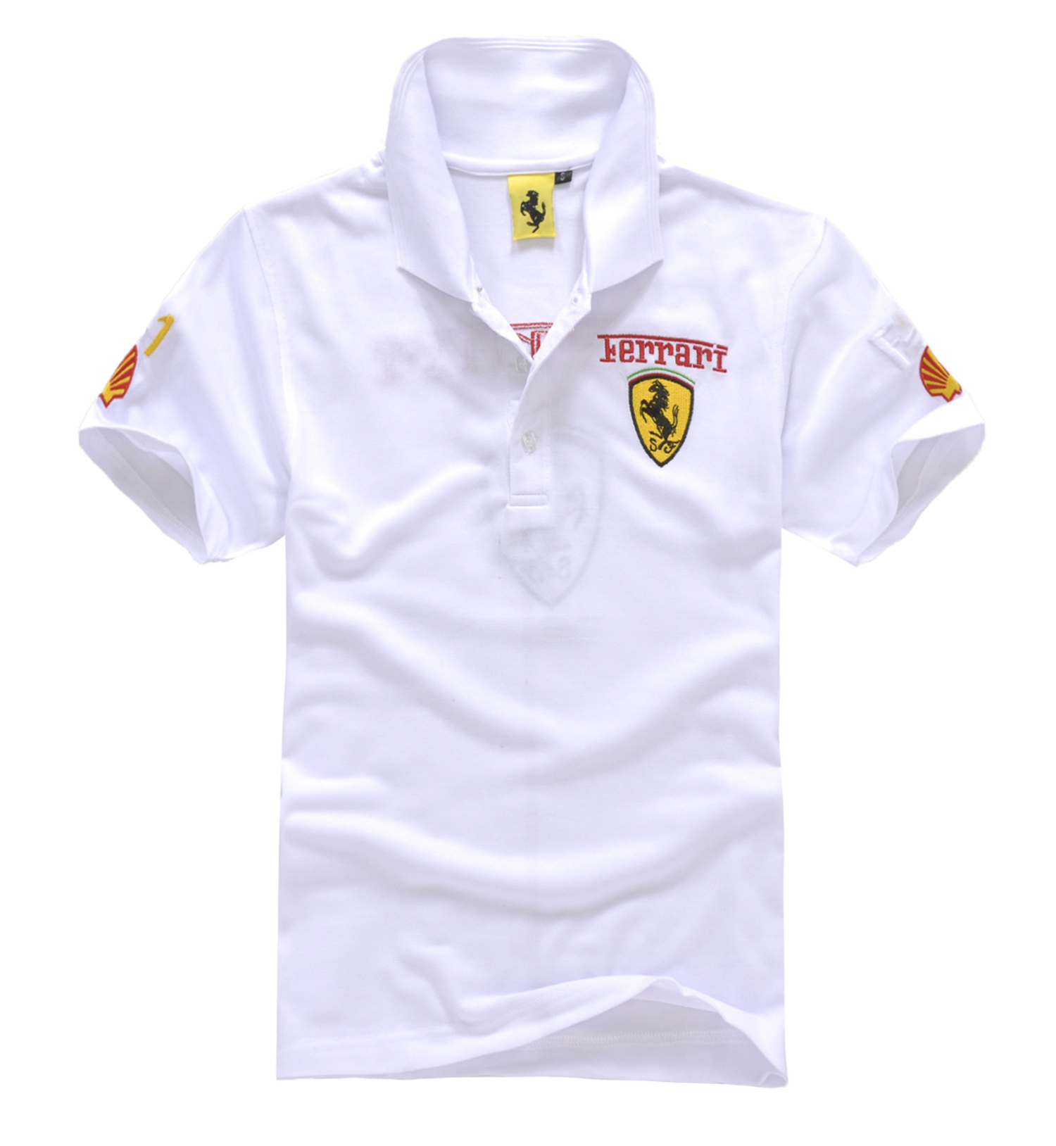 夏装新款欧美风格 F1跑车标志法拉利赛车服立领男士短袖POLO衫