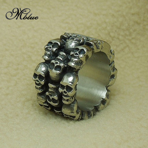 Mblue首饰 钛钢戒指 日韩潮流行时尚个性骷髅头戒指猛男霸气指环