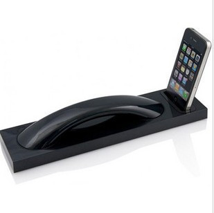 正品iphone4s蓝牙无线外接话筒+底座电话座机手机防辐射复古听筒