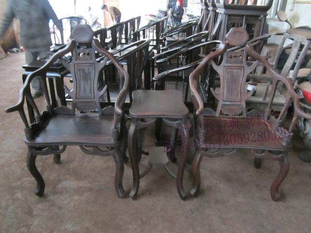 黑檀仿酸枝鹿角椅 实木椅子 中式仿古红木实木家具