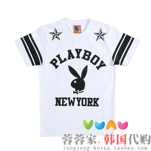 韩国代购HATSON专柜正品 2014夏新款PLAYBOY韩版兔子短袖T恤F2410
