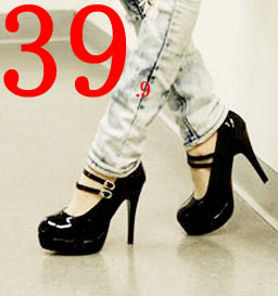 特价2109黑色女鞋厚防水台单鞋时尚2011工作鞋一字式扣带高跟鞋