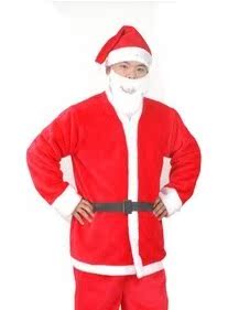 厂家直销 圣诞节 男式服装 圣诞老人 装扮衣服圣诞服套装5件套