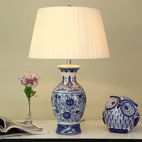 中式美式陶瓷台灯 简约现代青花瓷客厅书房装饰台灯卧室床头台灯