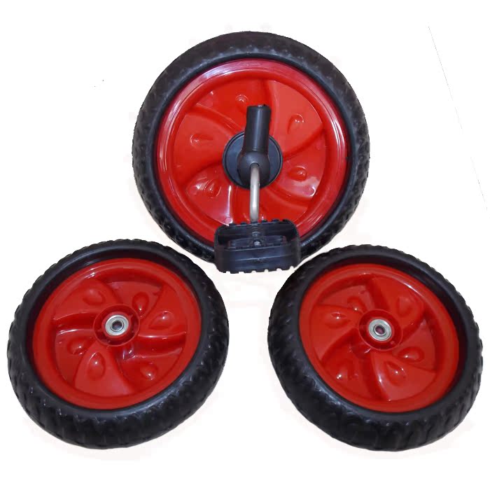 红色儿童三轮车轮子轱辘童车配件孔径8毫米后轮 后轱辘 童车用品