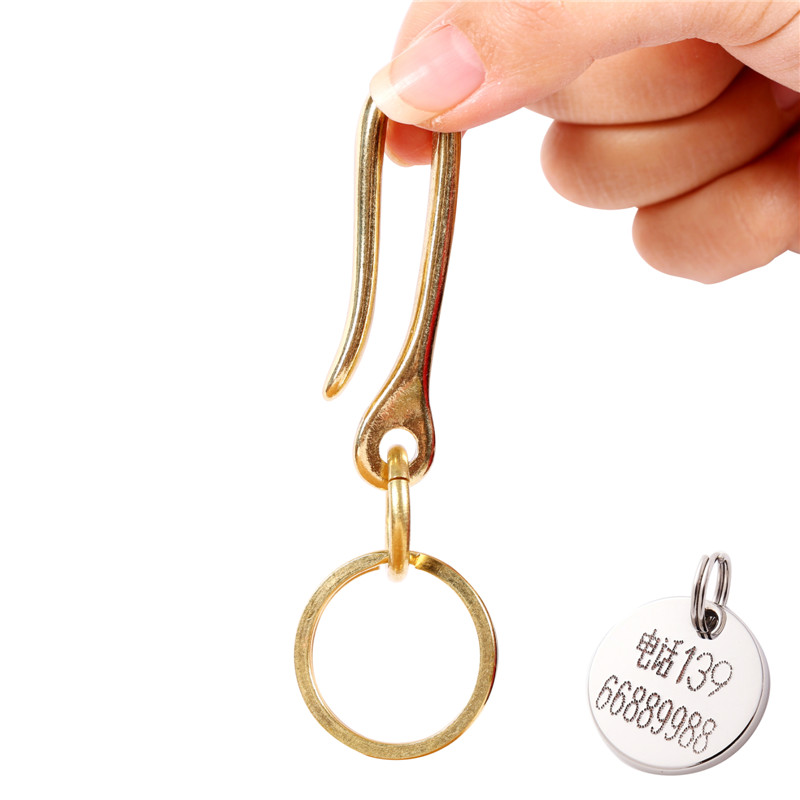0601纯手工黄铜钥匙扣财布钩子钥匙挂汽车男士钥匙链纯铜定制刻字