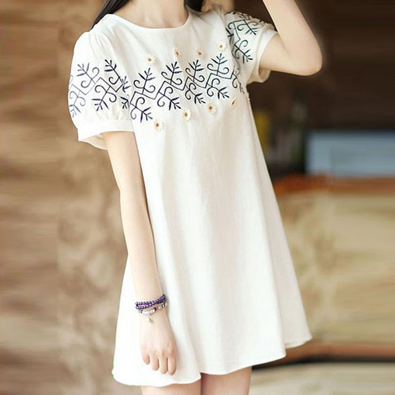 2015夏季新款大码韩版宽松短袖T恤女装 棉麻夏装中长款上衣体恤潮