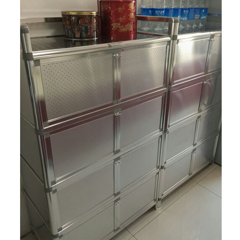 简易加厚组装不锈钢碗柜橱柜 茶水灶台柜阳台储物铝合金餐边柜子