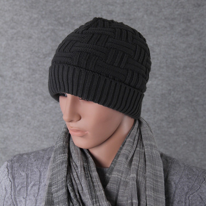 秋冬天男士冬季韩版针织加厚加绒户外保暖帽子黑色东北帽毛线帽子