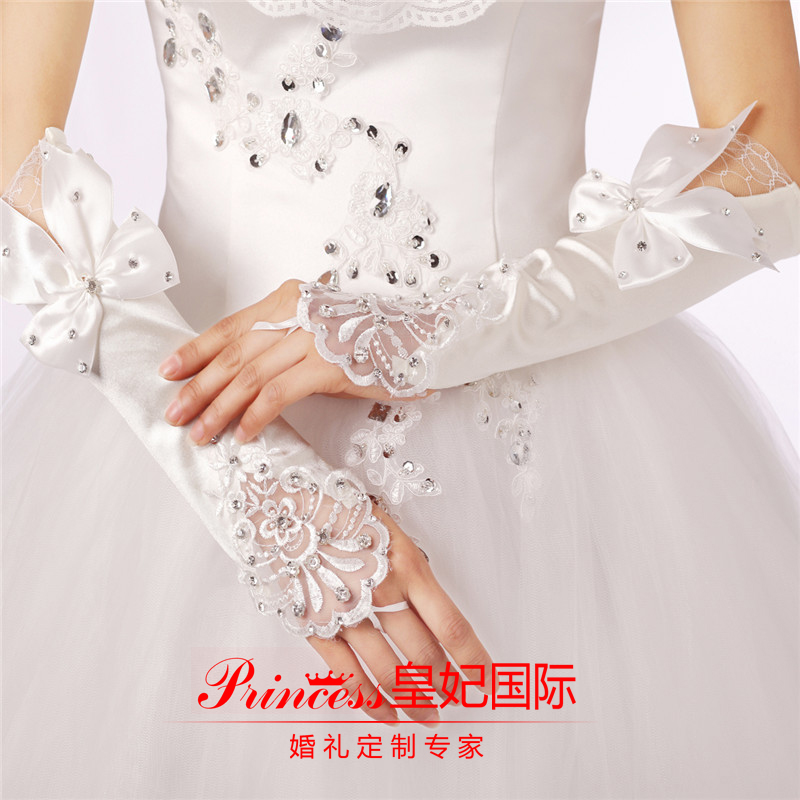 新娘手套长款白色韩式礼服婚纱手套钻饰结婚手套新娘夏季配饰包邮