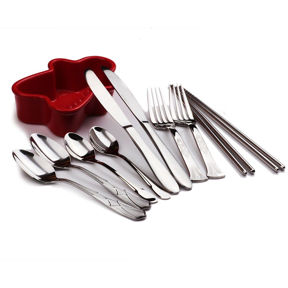 高档不锈钢刀叉勺十件套 特价牛排刀 水果叉 中餐勺 茶勺