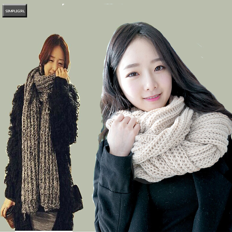 韩国秋冬季新款毛线保暖针织围巾男女通用韩版加厚渐变围脖女