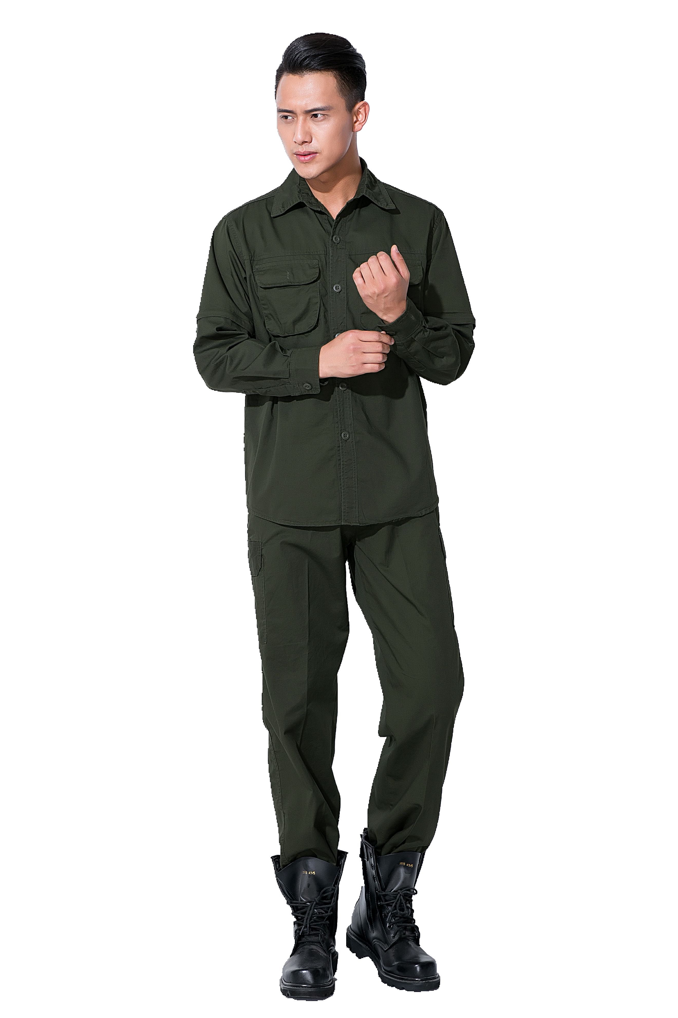 包邮四季薄款长短袖工作服套装 男女纯棉劳保服保安服 半袖军装