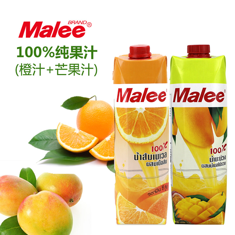 泰国原装进口 玛丽/Malee组合装1L*2（12选2默认橙汁+芒果汁）