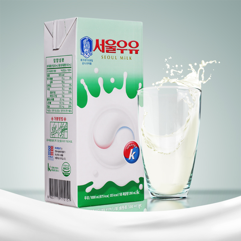 韩国进口寿尔灭菌纯牛奶首尔牛奶1000ml