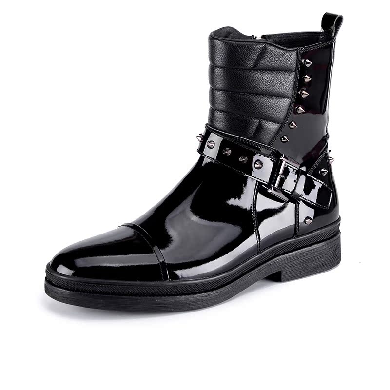 维思诺2015冬季男靴 保暖铆钉短靴子 扣带潮流男靴 VS226B-1包邮