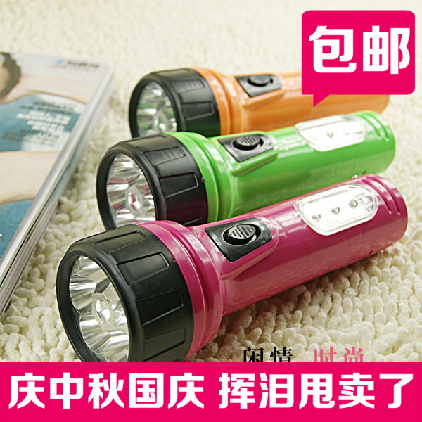 普通塑料大手电筒充电 户外居家必备强光六灯头LED电筒塑料电筒