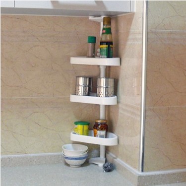 厨房置物角架 金属可伸缩厨房角落架子 橱柜调料储物架三层转角架
