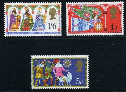 1969年英国全新邮票 圣诞节 儿童故事 神话传说 天使 三个牧羊人