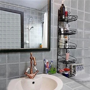 卫生间用品收纳架子厕所整理架卫浴壁挂铁艺五层浴室置物架包邮