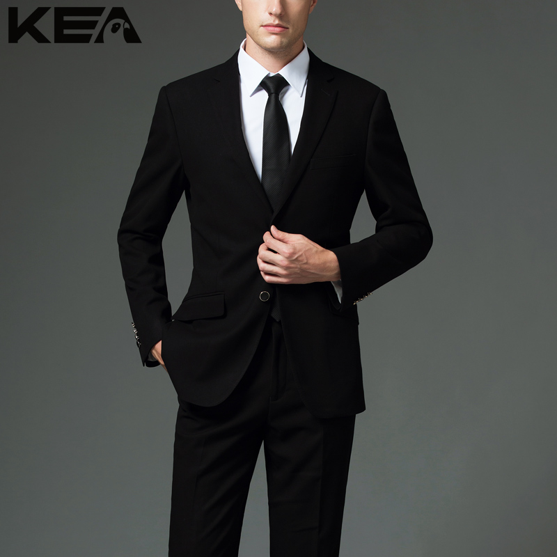KEA 春秋商务男装黑色大码西服 男小礼服韩版修身正装西装外套