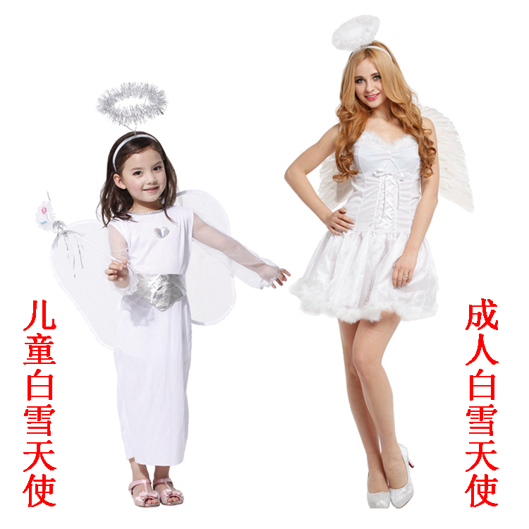 cos儿童节化妆舞会服装 儿童天使服装 白色儿童白雪天使裙