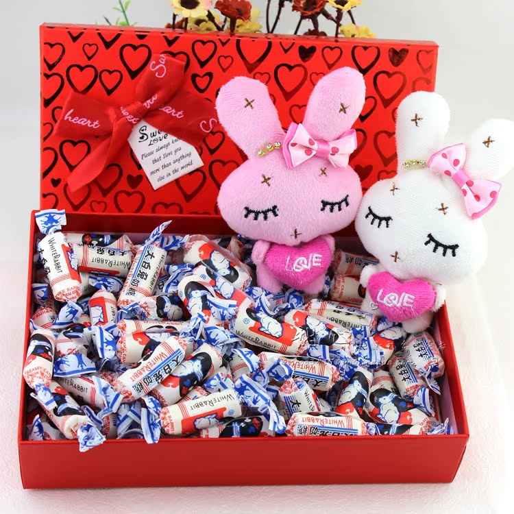 80颗冠生园大白兔奶糖礼盒装 送小免 创意糖果 七夕情人节礼物