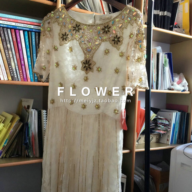 FLOWER花蕾 极致华丽-高端重工钉珠蕾丝名媛钉珠连衣裙礼服夏