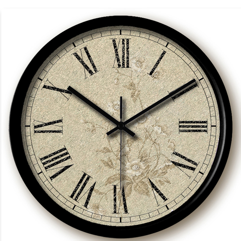 HICAT欧洲复古12-14寸北欧宜家创意静音挂钟无印良品卧室石英钟表