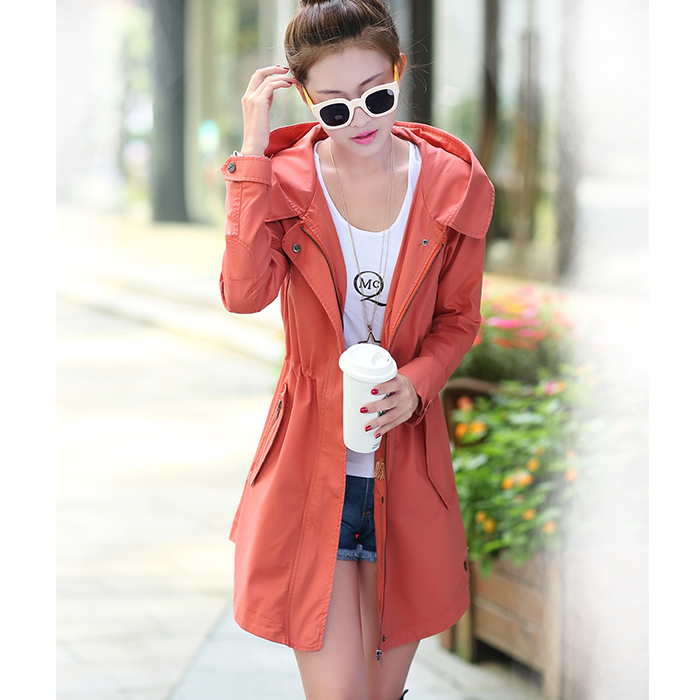 秋装新款韩版大码女装长袖风衣女外套中长款连帽修身显瘦气质秋衣