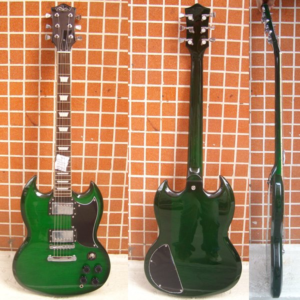 上海展销枫木SG电吉他 个性摇滚深绿色重金属电吉他正品