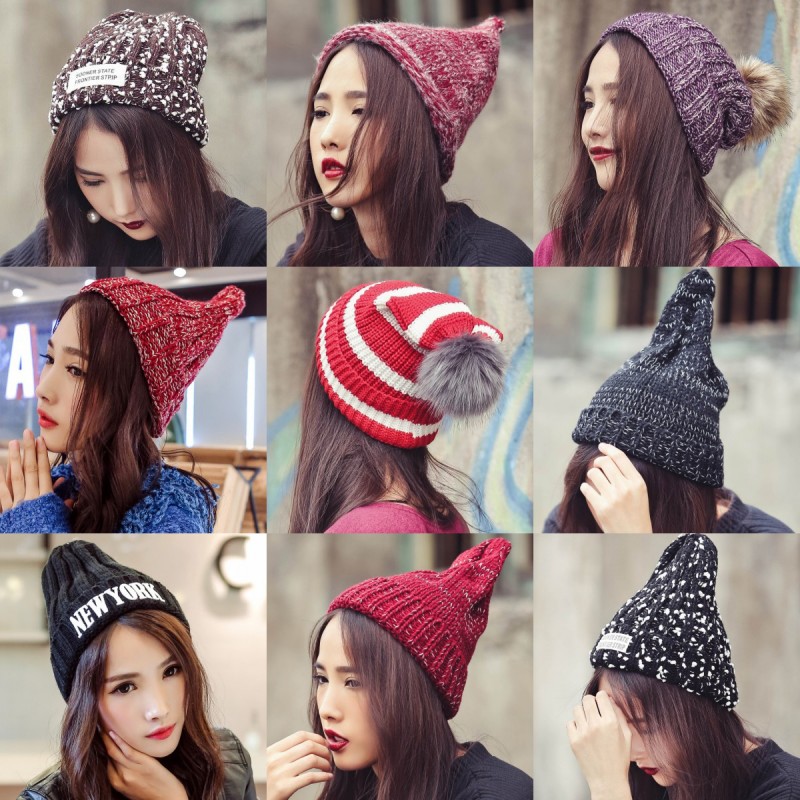 冬季帽子女毛线帽韩国潮保暖护耳针织帽韩版加厚卷边学生帽女秋天