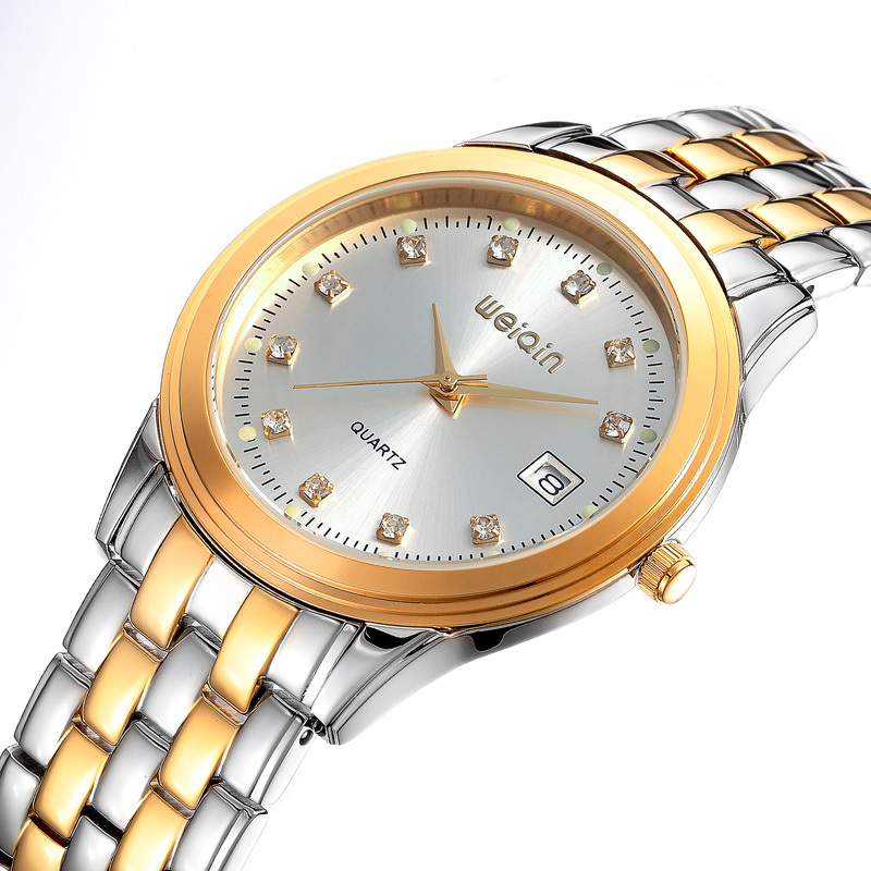 正品 WEIQIN威琴 实心表链 男士商务 超薄手表 个性日历 男士手表