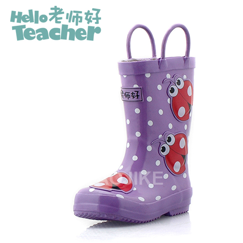 新品可爱儿童防水靴子 男女童防滑雨鞋七星瓢虫水鞋 橡胶雨靴套鞋