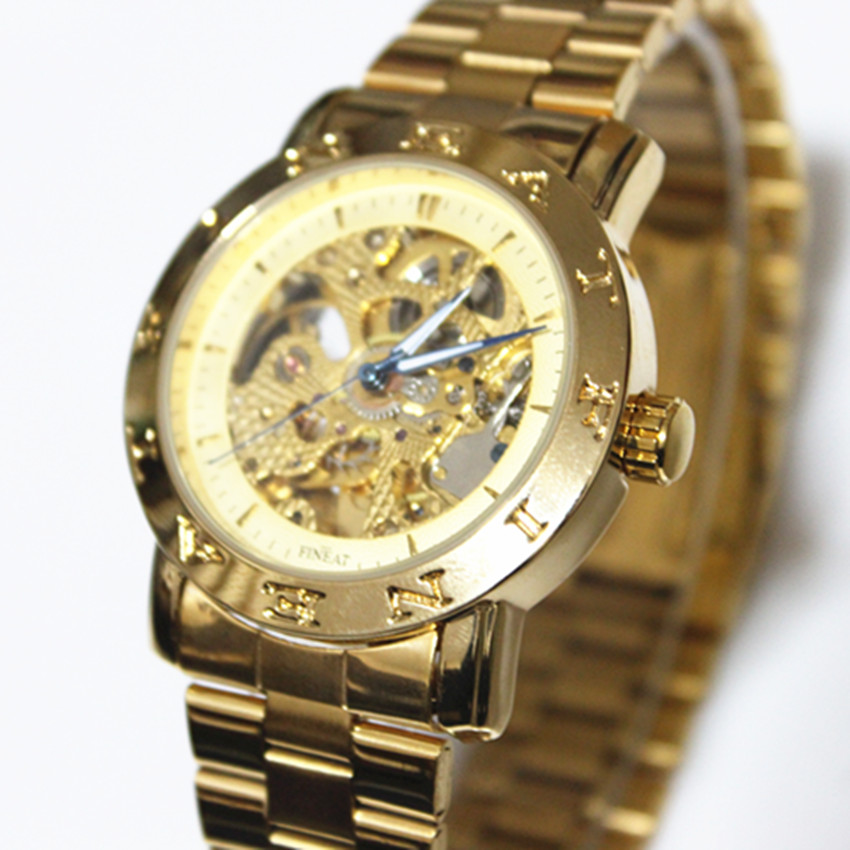特价 包邮 香港原装正品法兰尼特全金色全自动机械表 男士手表