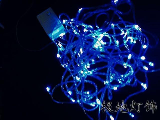 蓝色LED彩灯闪灯串灯灯串户外彩灯10米100灯圣诞婚庆装饰带尾插