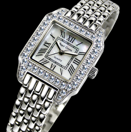 Royal Crown萝亚克朗手表不锈钢镶钻水钻表女士表6306