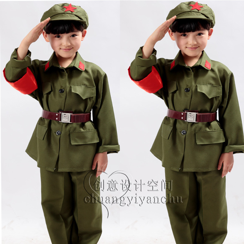 八一男女款儿童红卫兵服装舞蹈服小红军表演服成年人军装八路电影