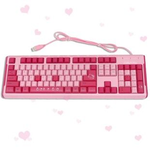 包邮 Hello kitty键盘 超薄可爱粉色键盘卡通键盘 USB键盘 送膜
