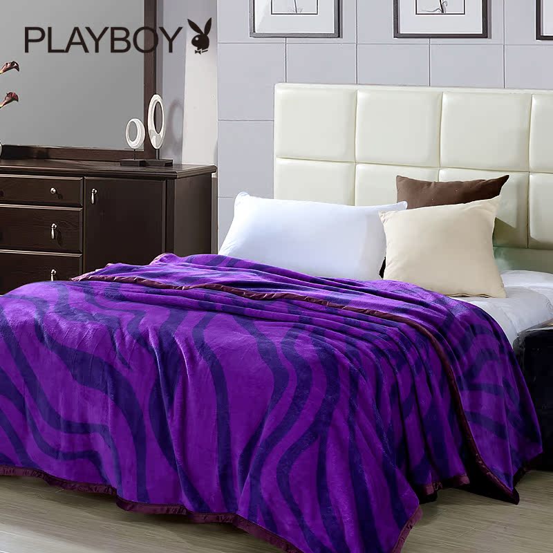 PLAYBOY家纺床上用品加厚云貂绒盖毯紫