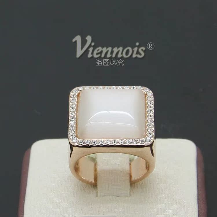 viennois威妮华 欧美时尚大方 猫眼 镶钻 女 礼品 戒指 环 饰品