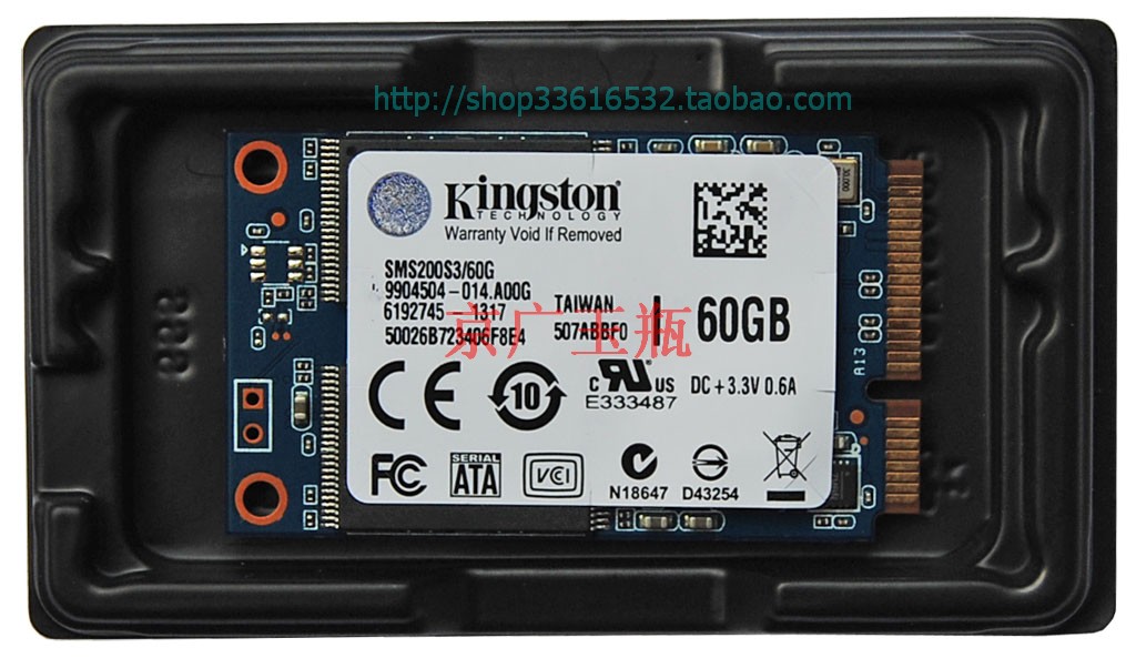 金士顿固态硬盘SMS200S3 60G正品行货mSATA接口60G笔记本固态硬盘