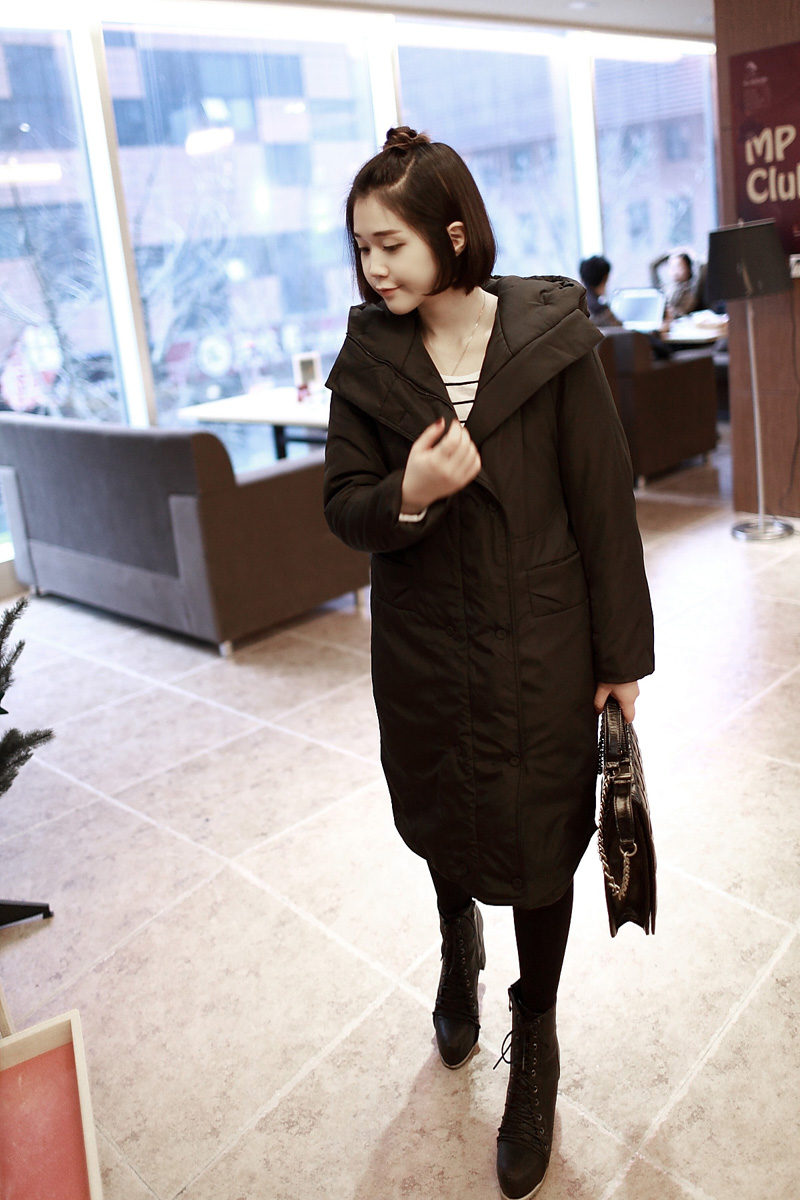 2013【SE-939】韩国直送休闲黑色长款超保暖棉服-范小米