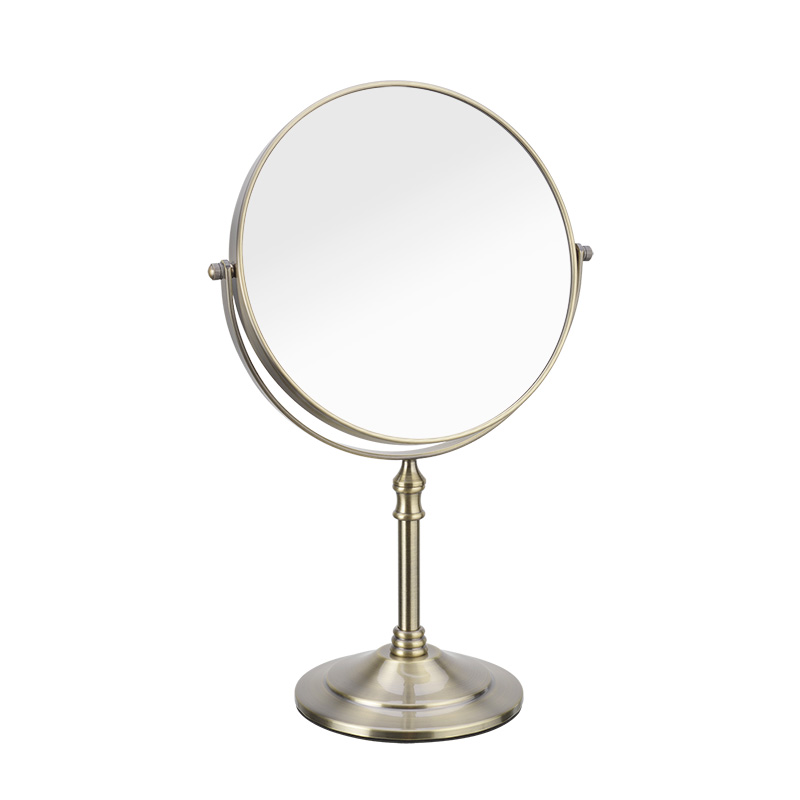 帝门特 8寸时尚欧式高档古铜色梳妆镜大号双面可旋转台式化妆镜